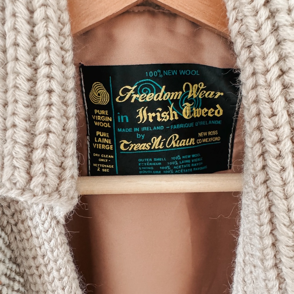 Vintage Freedom Wear 100% Irish Tweed Wool Sweater Jacket - Picture 6 of 6